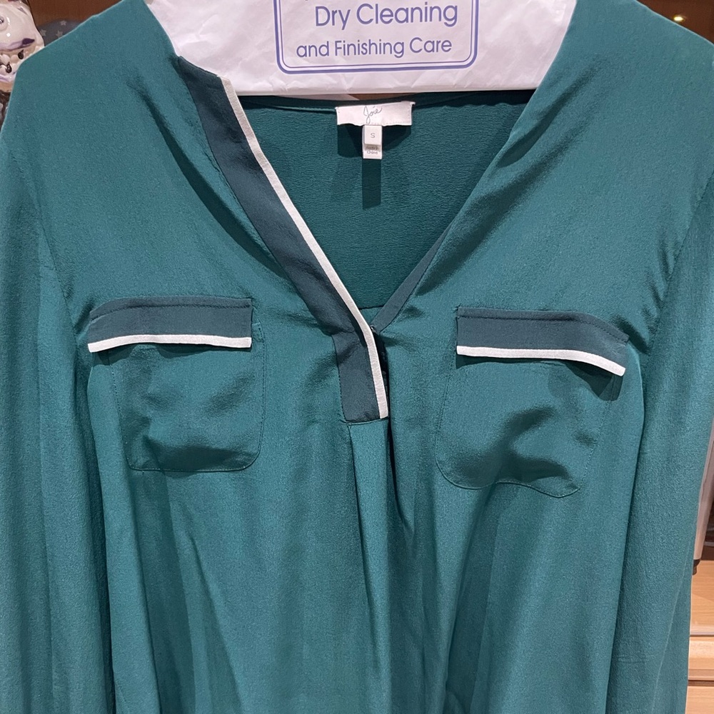 Joie Teal long sleeve chiffon blouse